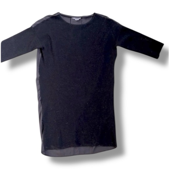 Vince Black Wool Knit Shift Dress w Pleated Polyester Back Size Small - Picture 3 of 13